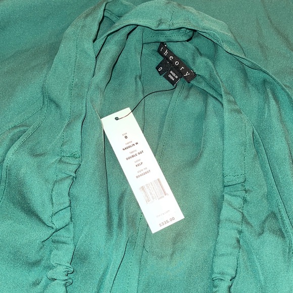 NWT Theory Women's Green Nadolin Silk Georgette Dress* - Picture 4 of 6